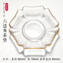 Load image into Gallery viewer, Japanese Style Glass Tea Cup Saucer Mat Pad with Glod Rim for Kung Fu Tea Coffee Coaster Jewelry Storage Trinket Dish