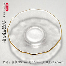 Load image into Gallery viewer, Japanese Style Glass Tea Cup Saucer Mat Pad with Glod Rim for Kung Fu Tea Coffee Coaster Jewelry Storage Trinket Dish
