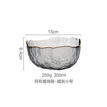 Load image into Gallery viewer, Japanese Style Iceberg Glass Bowl with Glod Rim Transparent Salad Fruit Soup Dessert Snack Foods Mixing Bowl Tea Wash Large
