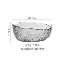 Load image into Gallery viewer, Japanese Style Iceberg Glass Bowl with Glod Rim Transparent Salad Fruit Soup Dessert Snack Foods Mixing Bowl Tea Wash Large
